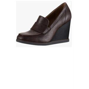 YDN Women Dressy Strappy Pumps Square Closed Toe Slip On Loafers Wedge High Heel